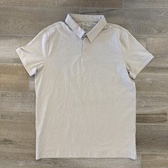H&M Men’s Slim Fit Polo Shirt Button + Spare Beige Size Large Stretch