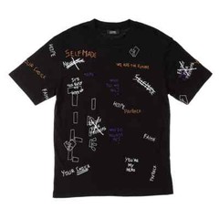 SELF MADE SCREEN PRINT AND EMBROIDERY T SHIRT-BLACK.