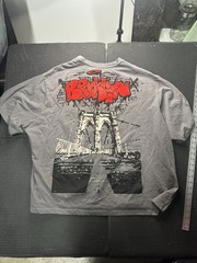 Y2K Brooklyn Graphic T Shirt Mens 3XL Gray Oversized Streetwear Graffiti