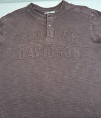 Harley Davidson Shirt Mens Long Sleeve Henley Size L **see Photo Small Hole**