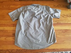 Chaps Blue Plaid Easy Care Button Up Short Sleeve Shirt Size XL green gray brown