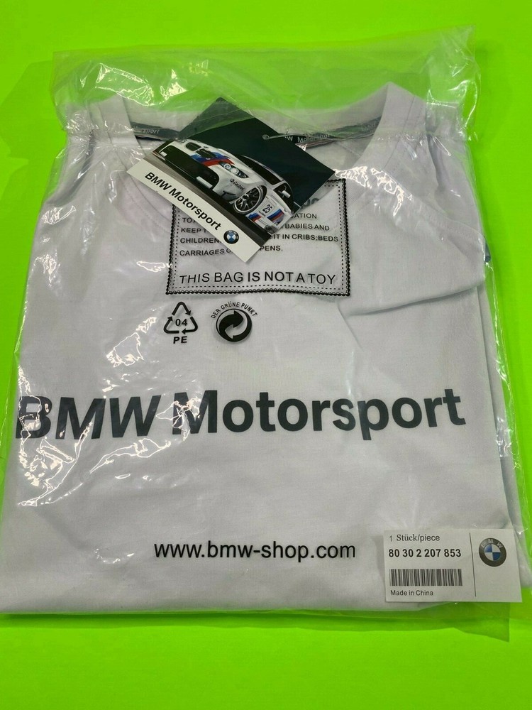 Genuine BMW Motorsport Fan Men’s T-Shirt – White- Size Large 80302207853