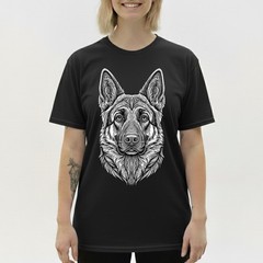 Artistic German Shepherd T-Shirt Line Art Dog Lover GSD Portrait Graphic Tee