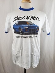 Vintage 80s Chevy Camaro IROC T-Shirt Large Ringer 50/50 Two Sided Deadstock, GM