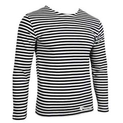 Black-White Sleeve Ukrainian Telnyashka Military Striped Cotton , Size S