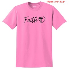 FAITH with CROSS & HEART UNISEX T-SHIRT S-3X GREAT GIFT -10 COLOR OPTIONS