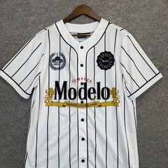 Modelo Especial Baseball Jersey Shirt Mens Medium Beer Pin Stripe World Series