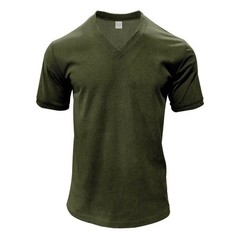 Men Slim Fit Shirts Deep V-Neck short sleeved Casual summer T-Shirt
