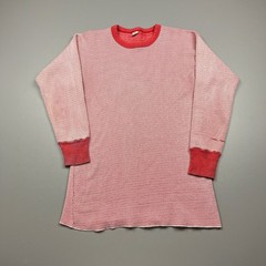 Hanes Thermal Shirt Mens L/XL Red White Waffle Knit Long Sleeve VTG 70s 2-Tone