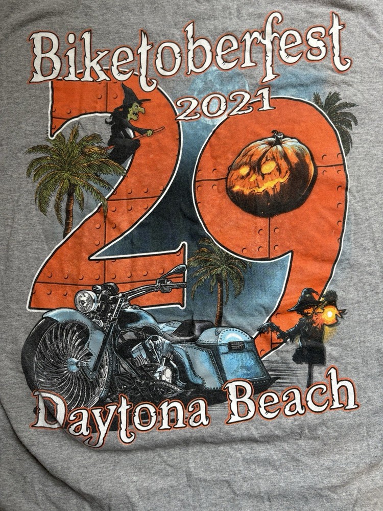 SUNA Biketoberfest 2021 Daytona Beach Men’s Gray Heavyweight 2XL Graphic Tee