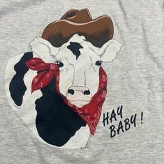 Vintage 1992 Hay Baby Funny Cow Size XL Country Farm Animal Cowboy Nature Tshirt