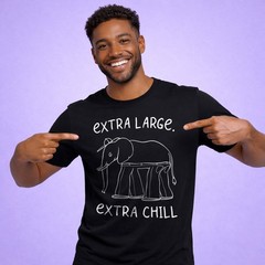 Extra Large Extra Chill Elephant Funny Graphic T-Shirt Relaxed Humor Tee