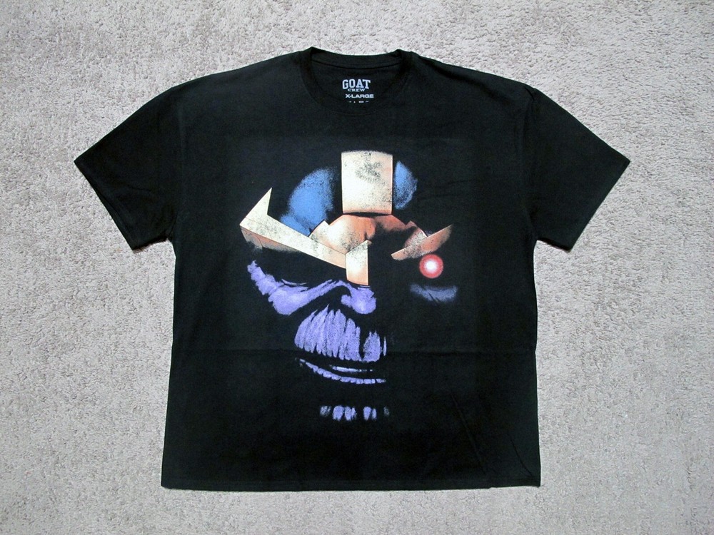 Thanos x Goat Crew marvel men’s black t-shirt XL infinity gauntlet war villain
