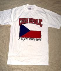 RARE! Vtg! Le Pays International Czech Republic Flag Graphic T Shirt USA Mens M