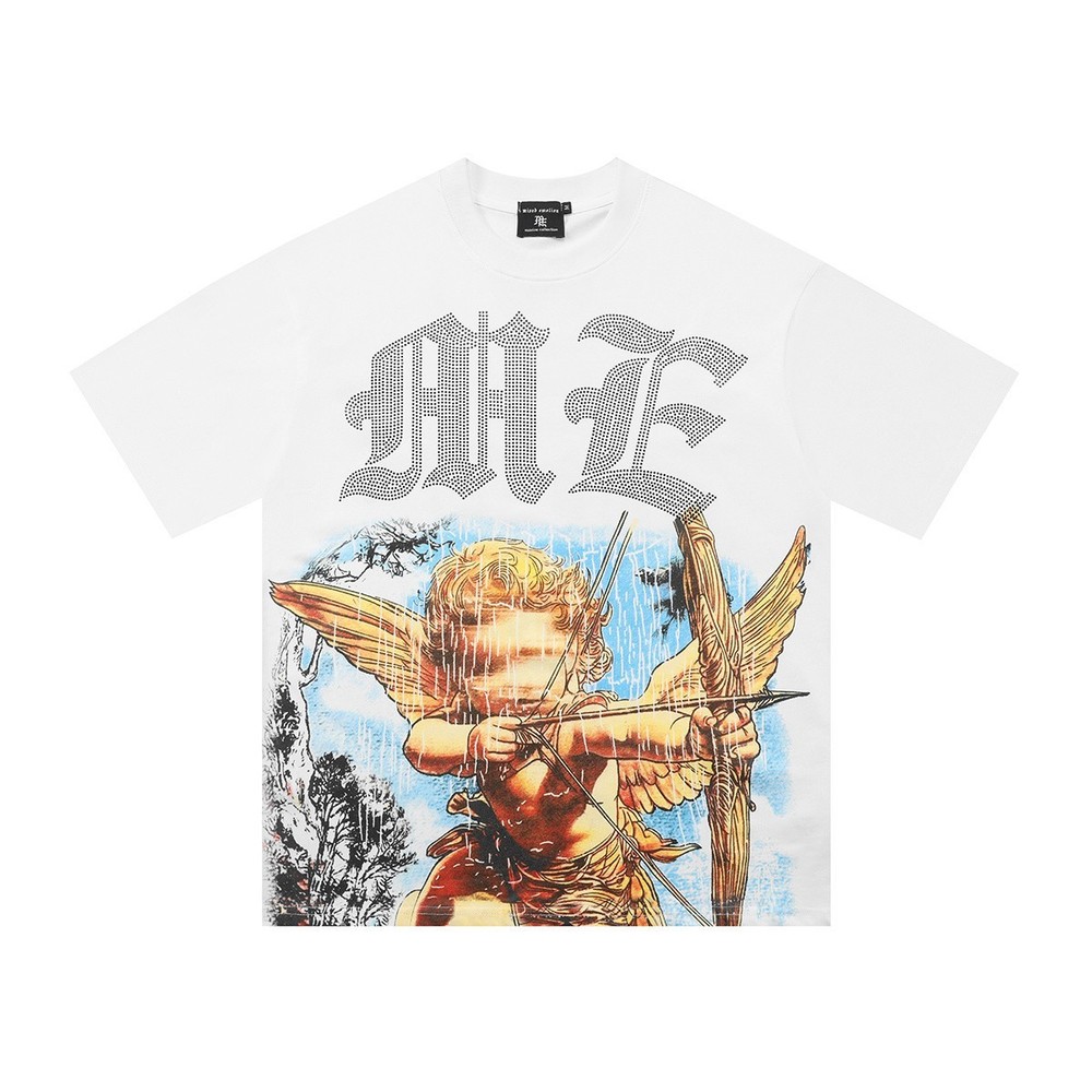 Mixed Emotion White “Angel” Rhinestone Tee Premium Cotton Graphic Shirt