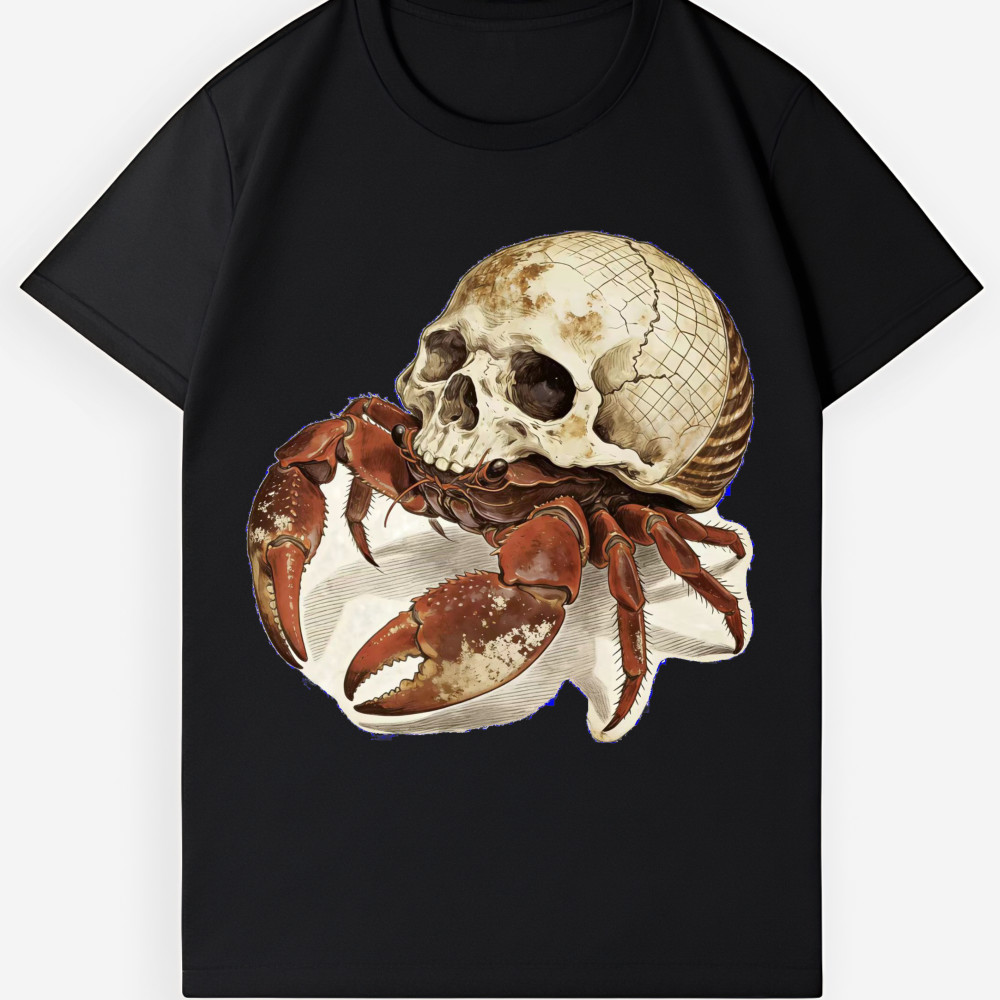 Death’s Harvest Crab Tee | Gothic Beach Graphic | Unisex Black & White