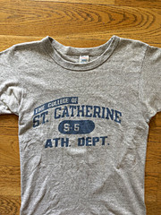 80s Champion St. Catherine College Athletic T-Shirt Gray Sz S Crew Neck