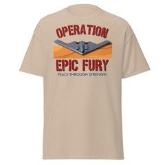 Operation Epic Fury Shirt Peace Through Strength Patriotic Military Bomber Tee