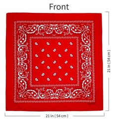 6 PCS 21×21 Inch 100% Cotton Bandanas Handkerchief Headband Scarf Wrap