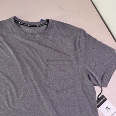Kenneth Cole Slim Tech Pocket Tee Crew 4 Way Stretch Active Shirt Gray Mesh NWT