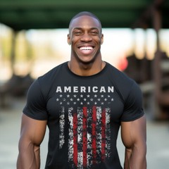 Gift Set for Men American Shield Workout Gym Shirt with Spartan Warrior Pendant