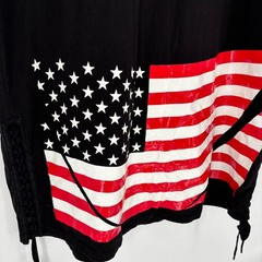 Back In Black BIB Devil Nut Skull American Flag Lace Up Side Streetwear T-Shirt