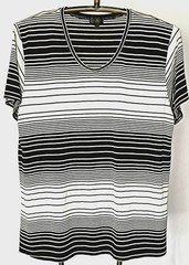 EN NOIR Black & White Varied Stripe Short Sleeve T-Shirt Size L