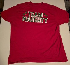 Holiday Time T-Shirt Men’s Red XL Team Naughty Graphic Tee Crew Neck