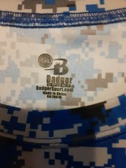 BADGER Sport Blue Taupe Black Print Fishing Sport Outdoor T SHIRT Mens 2XL Poly