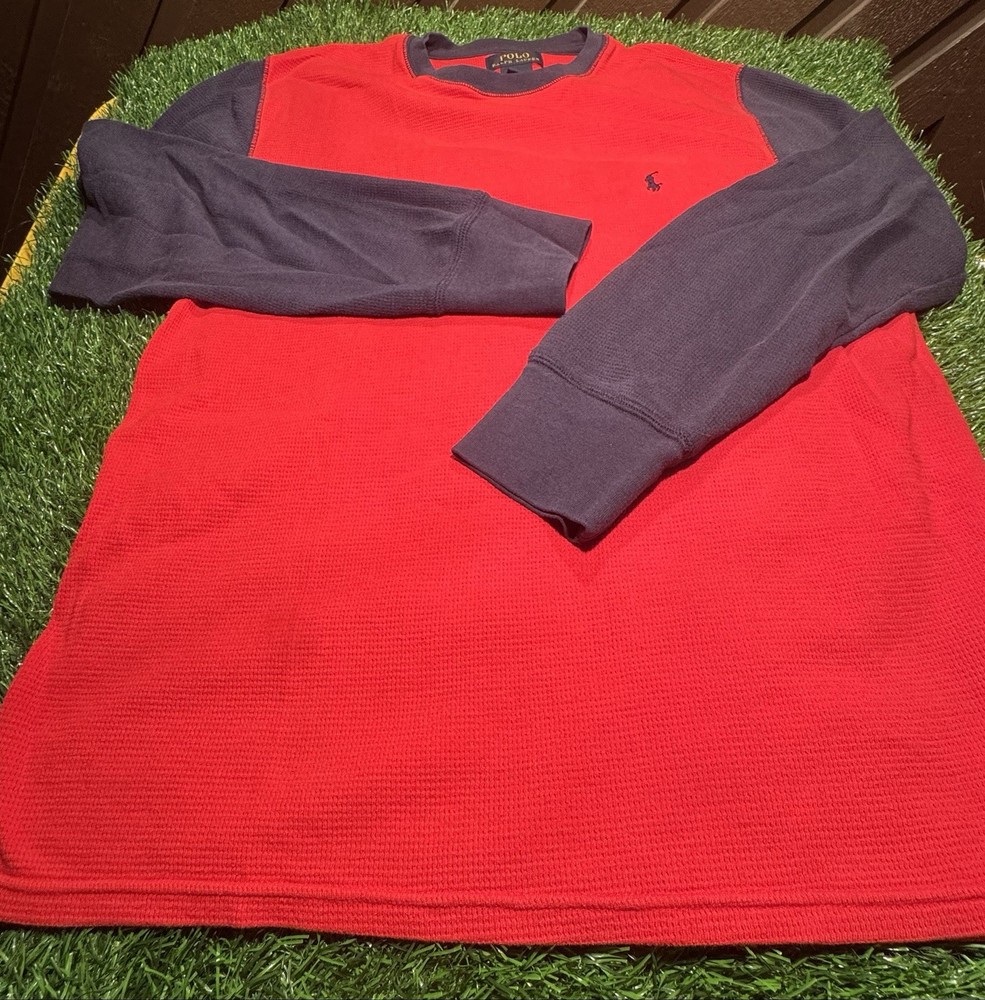Polo Ralph Lauren Colorblock Waffle-Knit Thermal Long-Sleeve Shir Size L