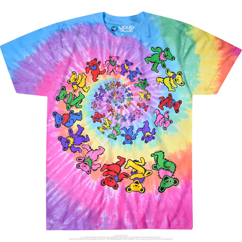 GRATEFUL DEAD-SPIRAL BEARS-TIE DYE T-SHIRT YTH-Ys,m,l,x+S-M-L-XL-2X,3X-4X-5X-6X