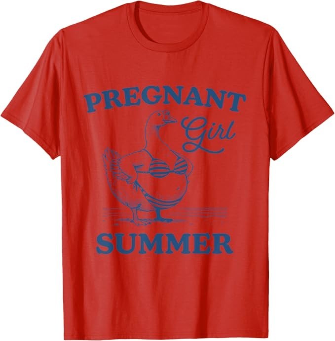 Pregnant Girl Summer Funny Baby Announcement Goose Mom T-Shirt