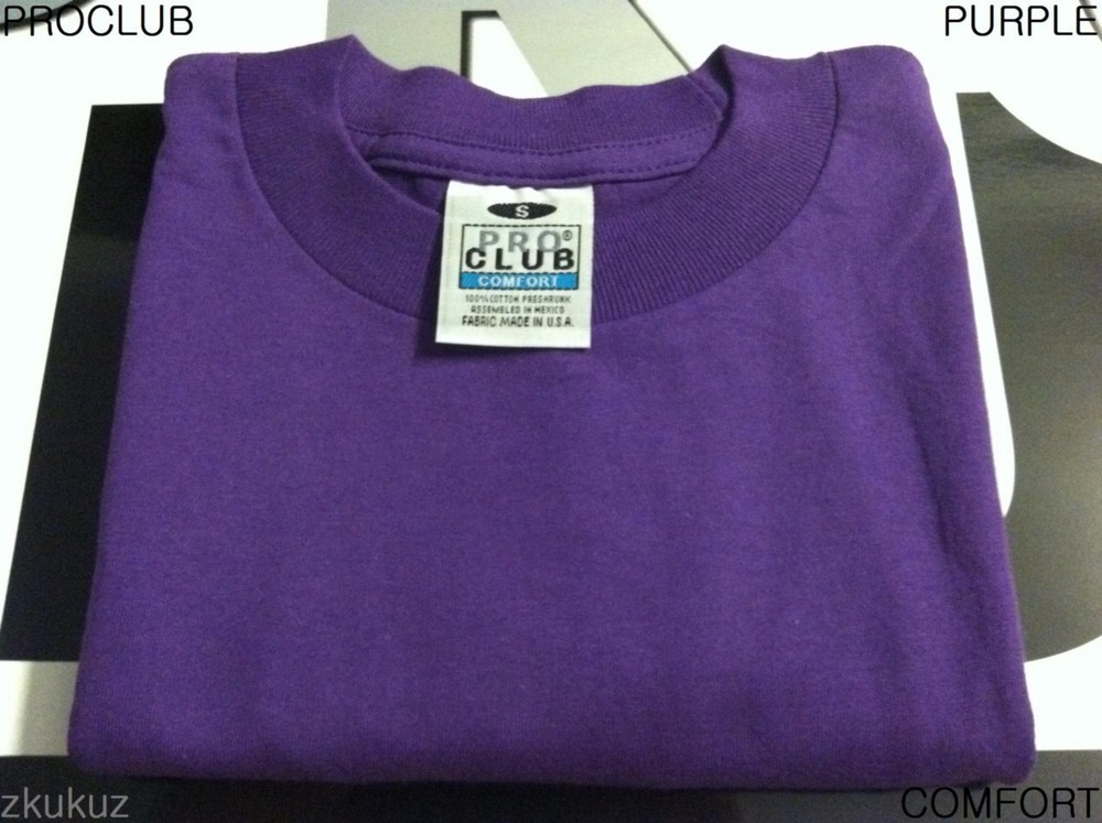 1 NEW PROCLUB COMFORT PLAIN T-SHIRT BLANK PURPLE TEE PRO CLUB S-3XL 1PC