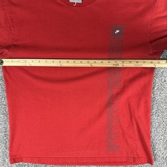 Vtg Nike Shirt Mens L Red Double Sided Spellout Logo T-Shirt Silver Tag Y2K