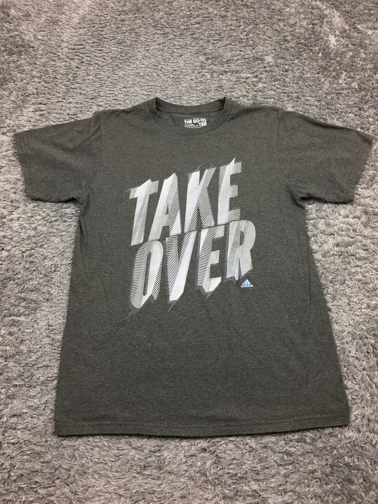Adidas The Go-To Tee Shirt Mens Size Medium Gray Take Over Short Sleeve