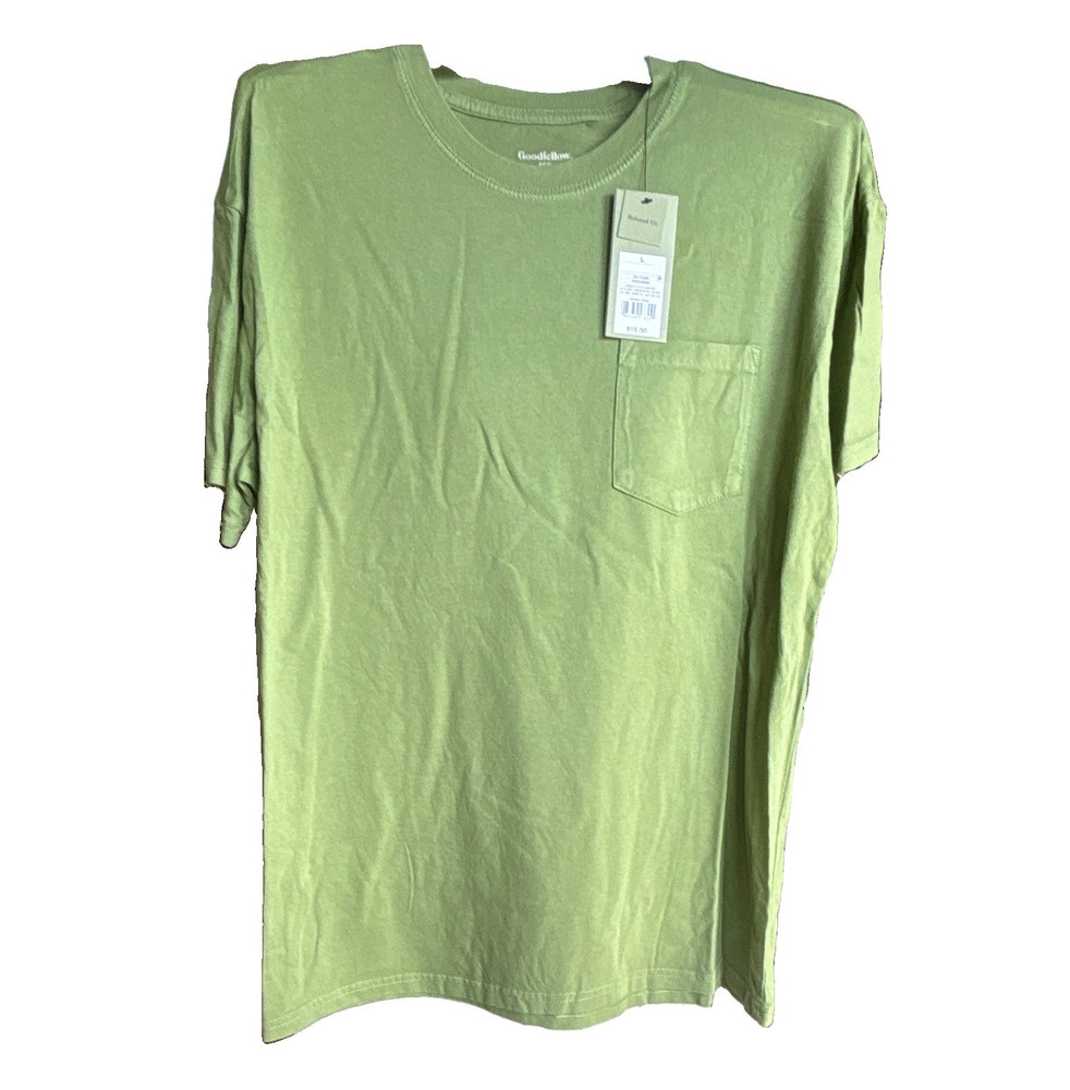 Goodfellow & Co Men’s Green Solid Knit Cotton Pocket Crew Neck T-Shirt XL