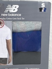 New Balance Men’s Crew Neck T-Shirt SZ Small 3-Pk Cotton Blend Blue Gray Black