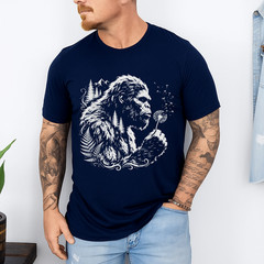 Funny Bigfoot Blowing Wishes Dandelion Nature Vintage Art T-Shirt