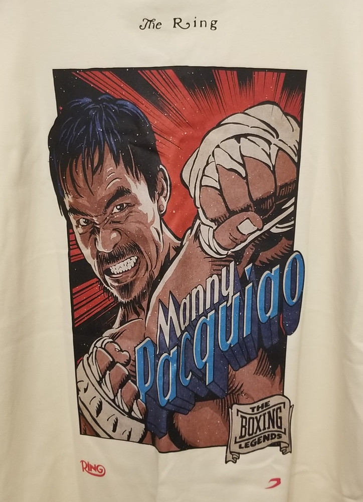 RING x BOXRAW Pacquiao Oversized T-Shirt Men Medium Beige Crewneck Boxing