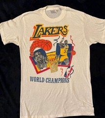 RARE Vintage 80s Magic Johnson Lakers T-Shirt 1989 NBA Size LARGE White