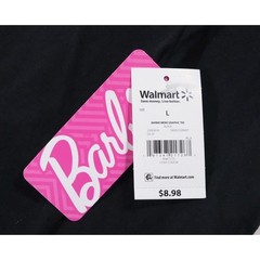 Barbie T-Shirt Mens L Black Graphic Tee Short Sleeve Pink Script Logo Cotton