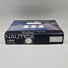 NAUTICA Men’s S M L 3 Pack White Soft Cotton Crew Neck T Shirts w Logo Tag Free