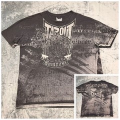 Tapout Signature Series Rampage Jackson MMA T-Shirt Mens 2XL Black Grey AOP