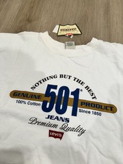 NWT VTG 90s LEVIS 501 Promo Genuine USA Made Jeans White Tee T-Shirt Mens Large