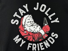 Holiday Time Stay Jolly My Friends Santa T Shirt Mens Small Christmas Black