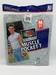 Vintage Dead Stock 1998 Fruit Of The Loom Muscle Pocket T Shirt Mens Medium Gray
