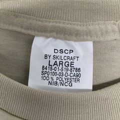 DSCP Skilcraft US Army Military T-Shirt Desert Sand Tan Crew Neck L Blank