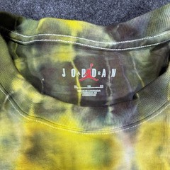 Jordan T-Shirt Mens XL Yellow Olive Tie Dye Flight Jumpman Logo CUSTOM OOAK