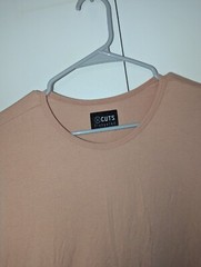 Cuts Clothing Elongated Long Sleeve T Shirt Mens Size L Coral Pink Cotton Blend