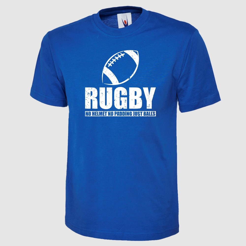 Rugby No Helmet No Padding Just Balls T Shirt Printed Funny Present Mens Tee Top